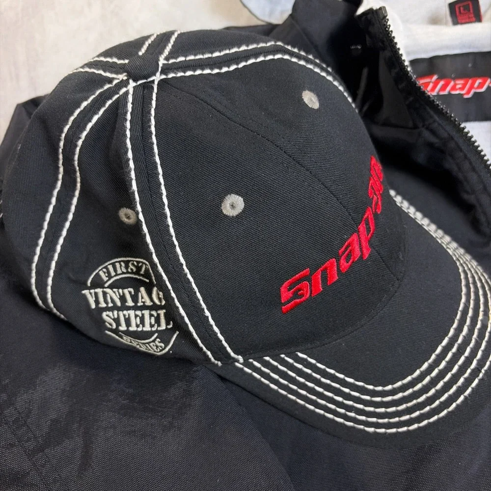 Snap-on Hooded Jacket Hat bundle Mens Large Black Embroidered Mechanic Workwear